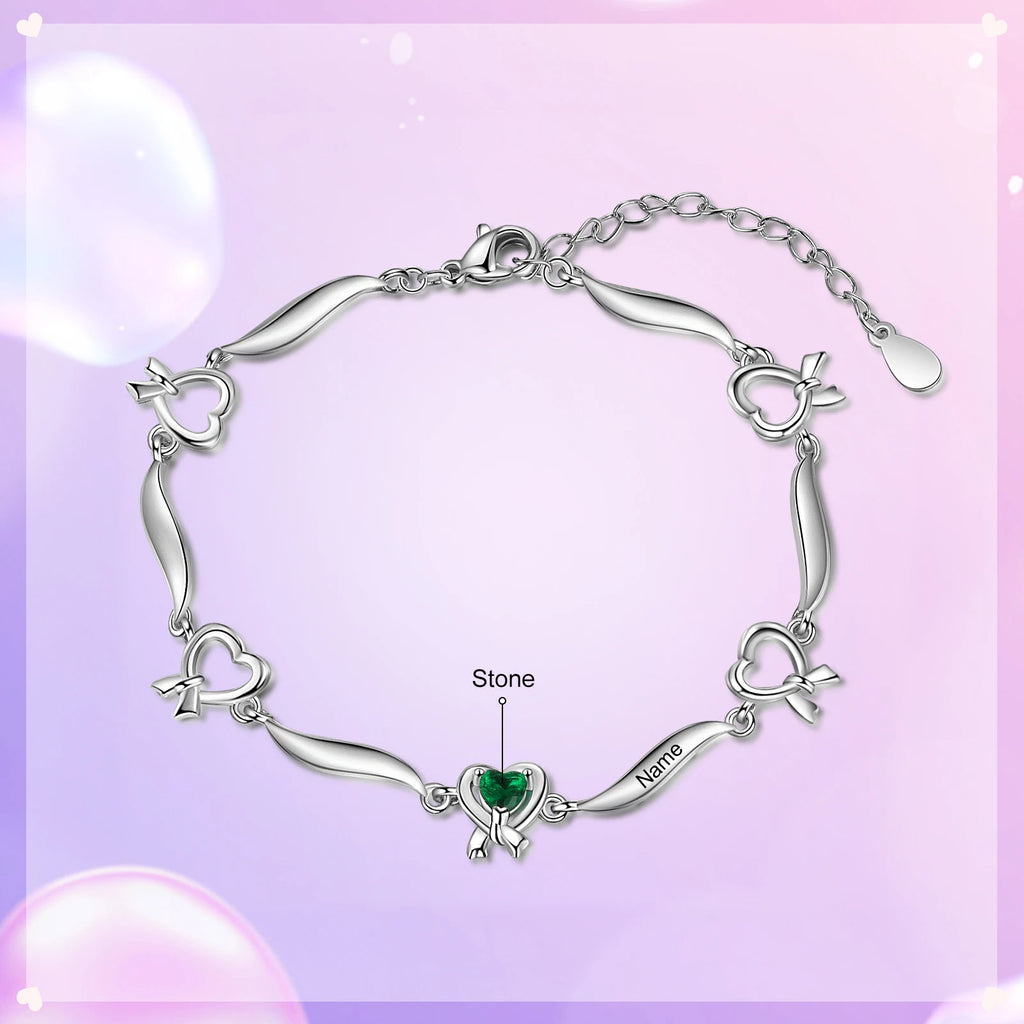 Pulsera personalizada con nudo de corazón