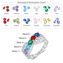 Load image into Gallery viewer, Anillo personalizado para madres, con 3-5 piedras de nacimiento redondas