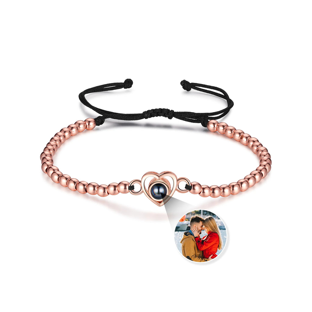 Pulsera de cuentas ajustable con imagen personalizada en el interior