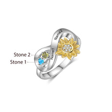 Load image into Gallery viewer, Anillos delicados personalizados con nombre de girasol para mujer