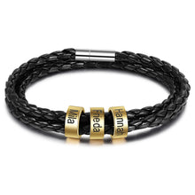 Cargar imagen en el visor de la galería, pulsera de cuero multicapa personalizada para hombre