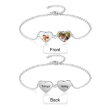 Load image into Gallery viewer, pulsera de cadena de doble corazón con foto personalizada