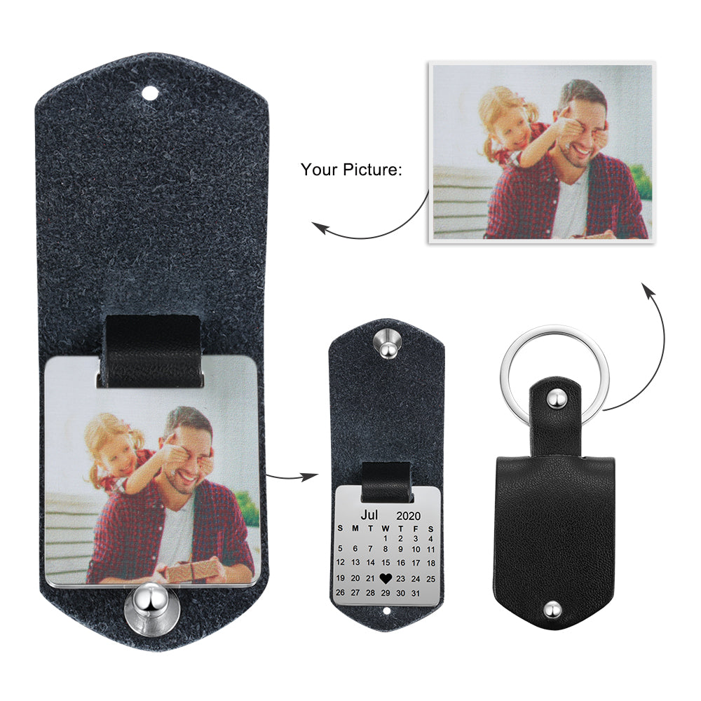 Llavero de acero inoxidable con foto personalizada para hombre