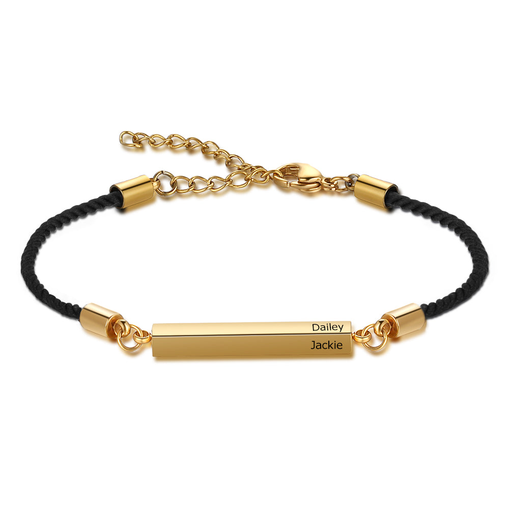 Pulsera de cuerda ajustable de acero inoxidable para hombre y mujer