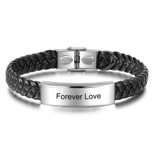 Load image into Gallery viewer, Pulseras de barra de acero inoxidable grabadas personalizadas para hombres