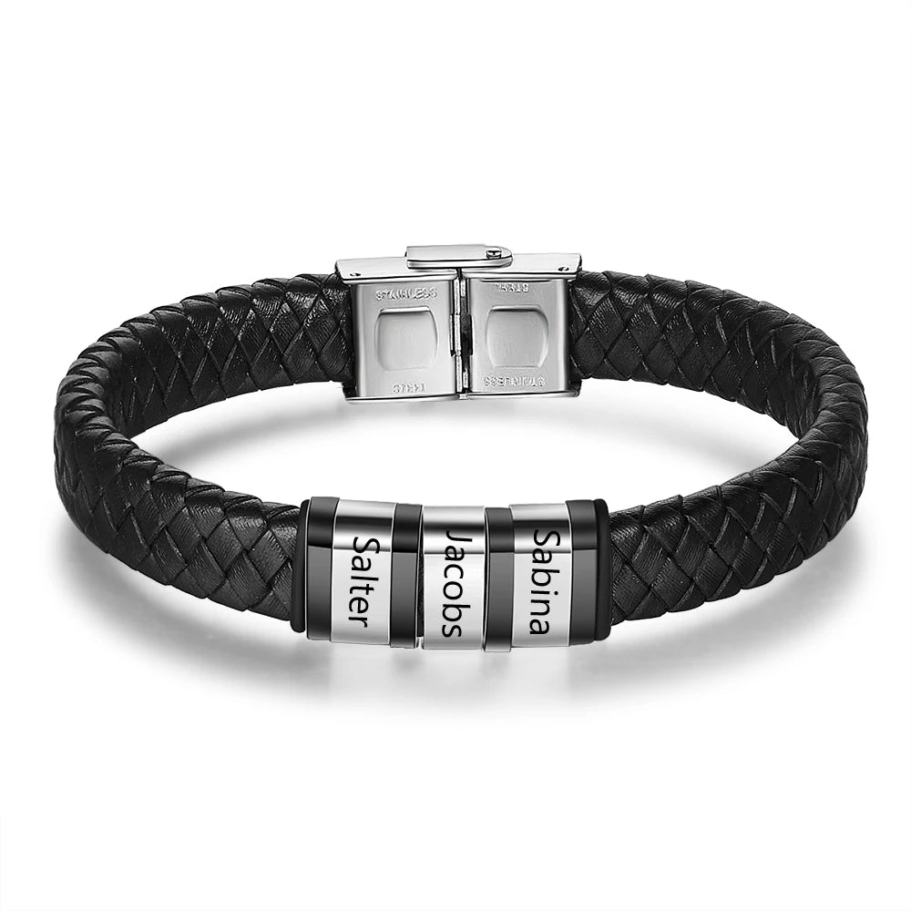 pulsera de cuero trenzado para hombre