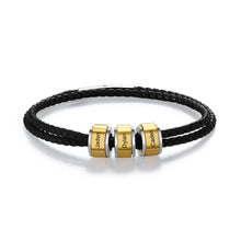 Load image into Gallery viewer, Pulseras personalizadas de cuero negro para hombre