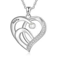 Load image into Gallery viewer, Collar de corazón de perlas personalizado