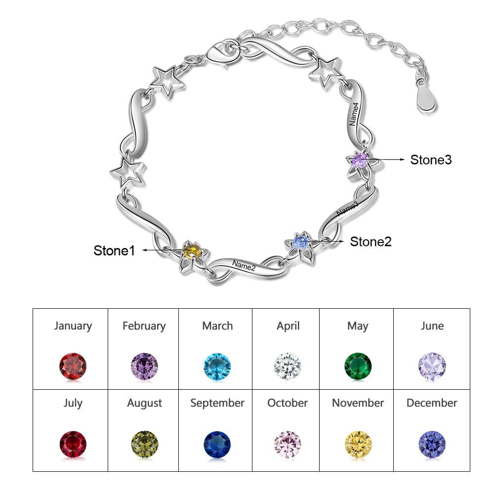 pulsera Infinity con grabado de nombre personalizado para mujer