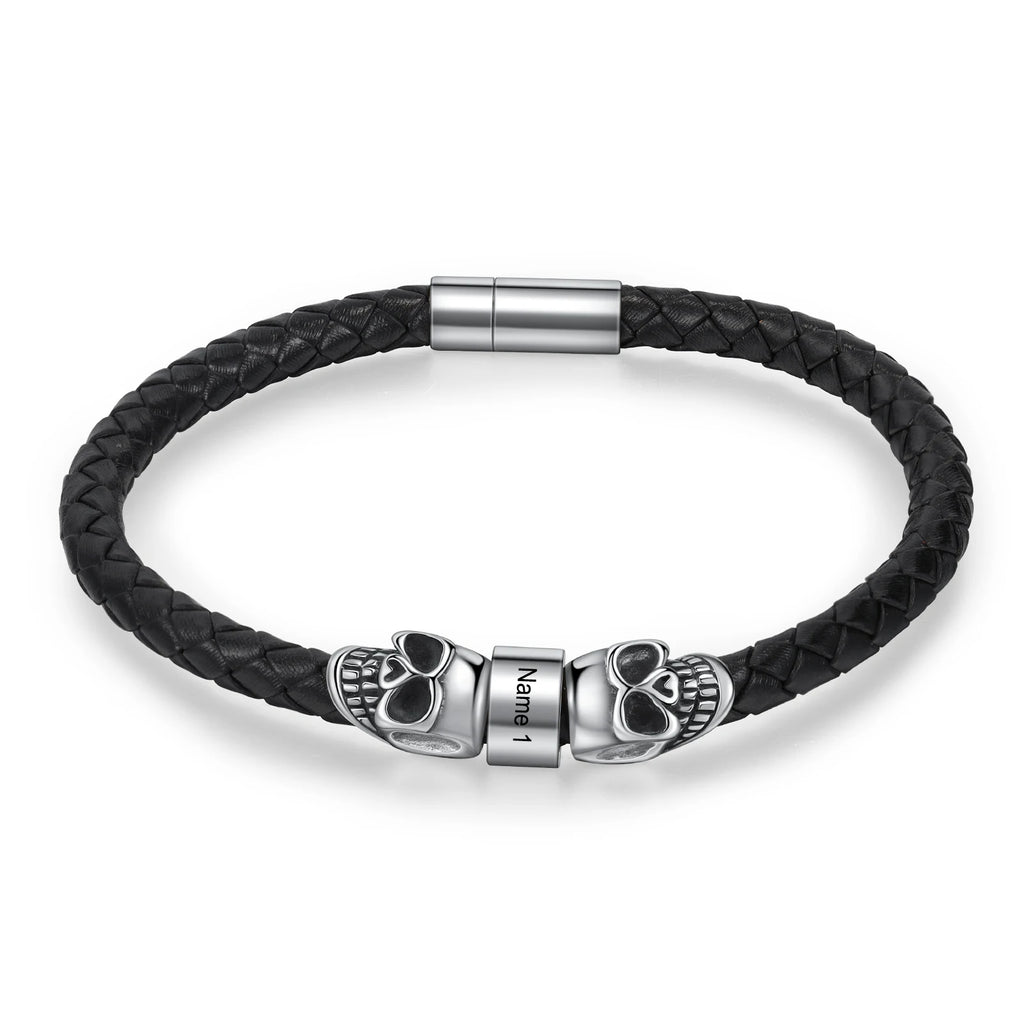 Pulsera de cuero con grabado de nombre personalizado para hombre