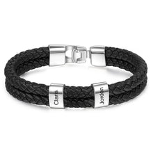 Load image into Gallery viewer, Pulsera de cuero trenzado y acero inoxidable para hombre