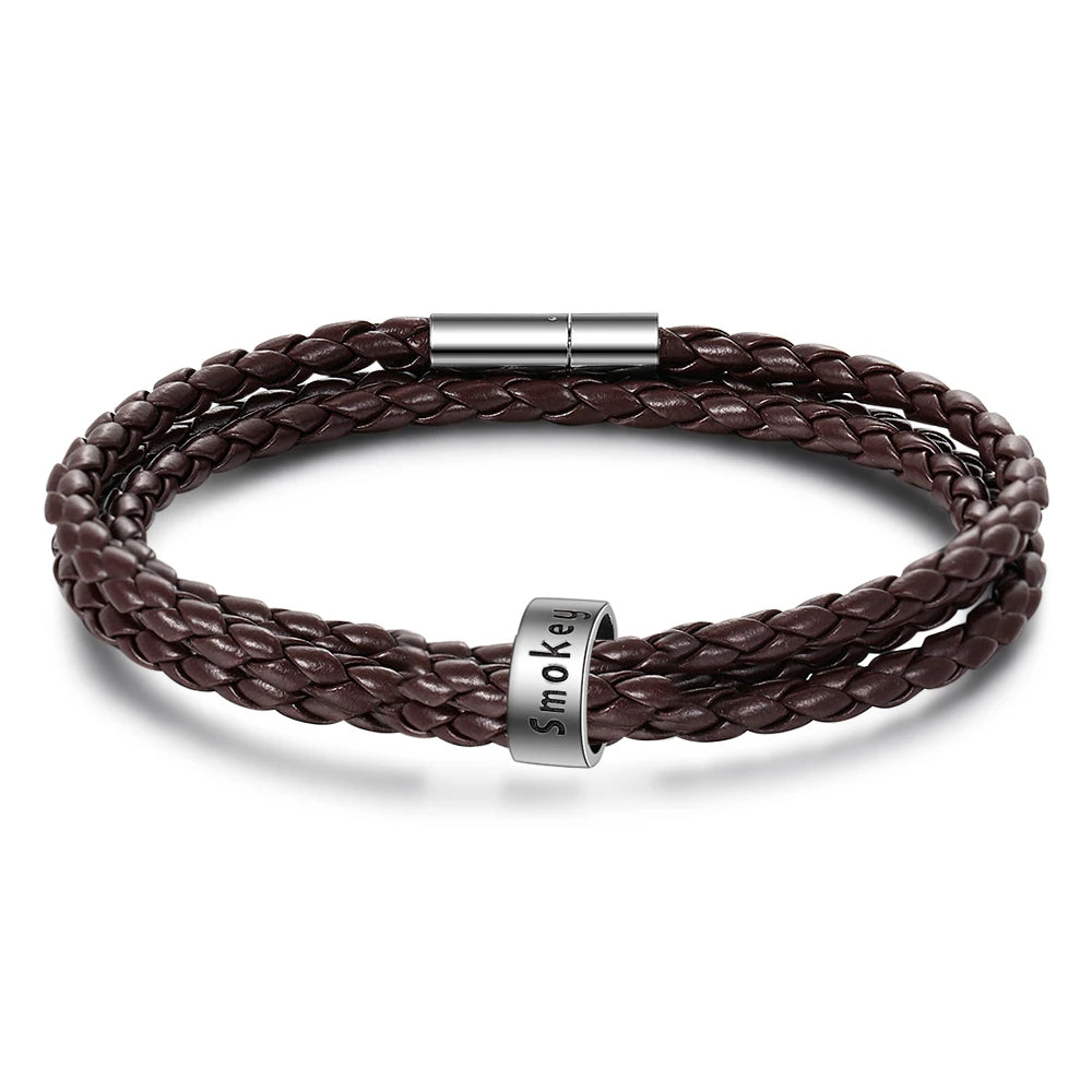 Pulsera de cuero de cuerda trenzada para hombre