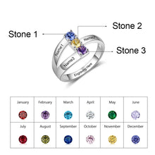 Load image into Gallery viewer, Anillos De Luna con piedra de nacimiento personalizados para mujer