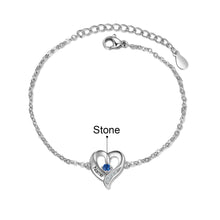 Load image into Gallery viewer, Pulseras personalizadas de varios corazones con piedra natal