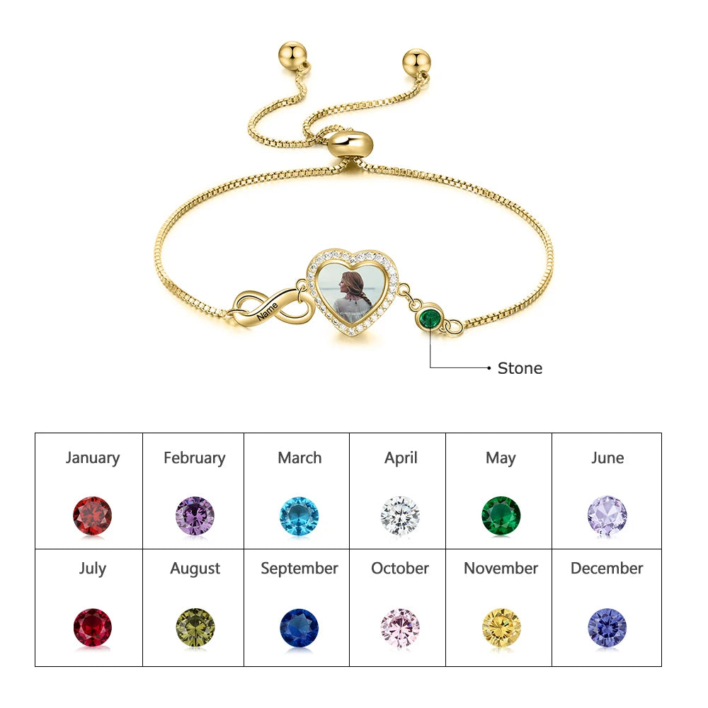 pulsera personalizada con foto de corazón para mujer