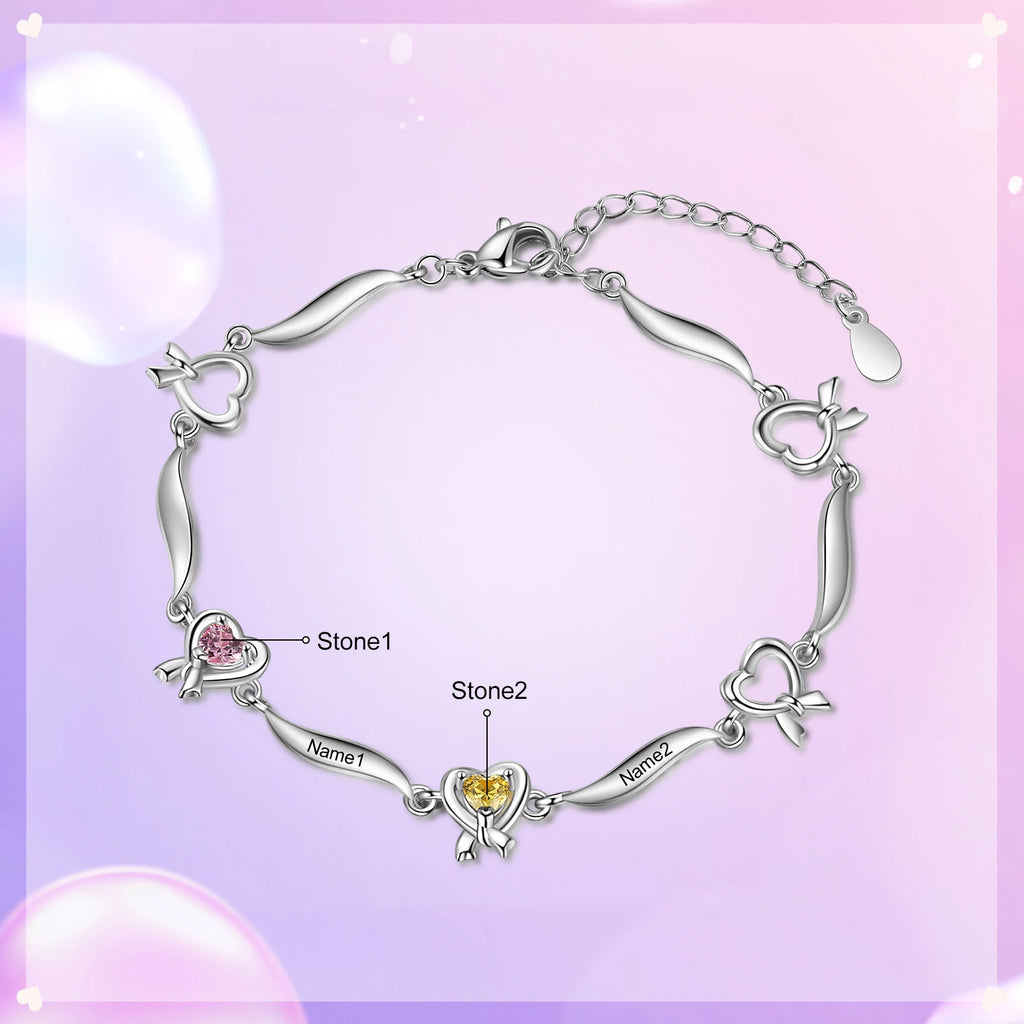 Pulsera personalizada con nudo de corazón