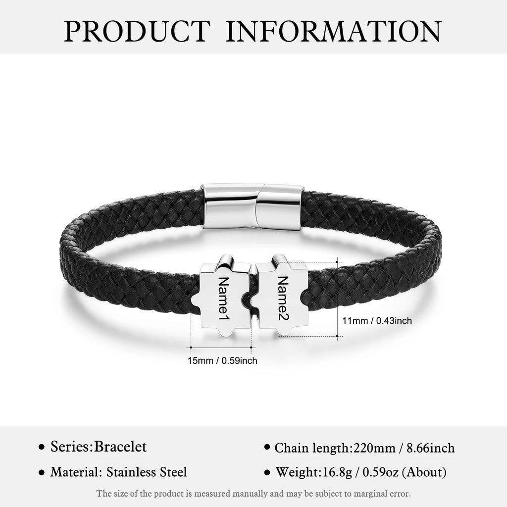 Pulsera de cuero personalizable para hombre