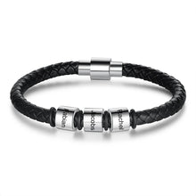 Load image into Gallery viewer, Pulseras de cuero negro personalizadas para hombre