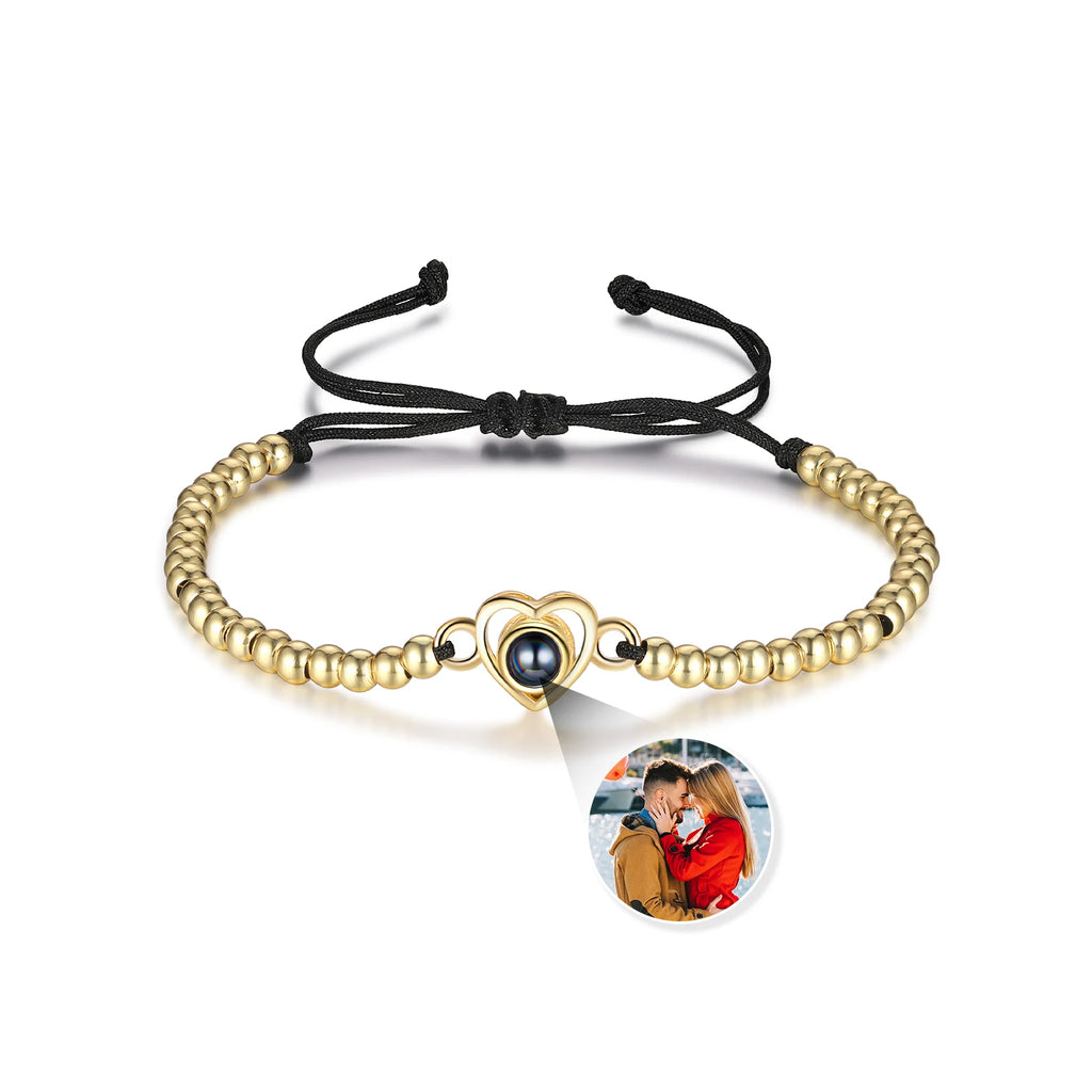 Pulsera de cuentas ajustable con imagen personalizada en el interior