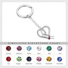 Cargar imagen en el visor de la galería, LLavero de corazón de piedra natal personalizado para parejas, llaveros con nombre grabado personalizado para mujeres, regalos de Navidad para la familia