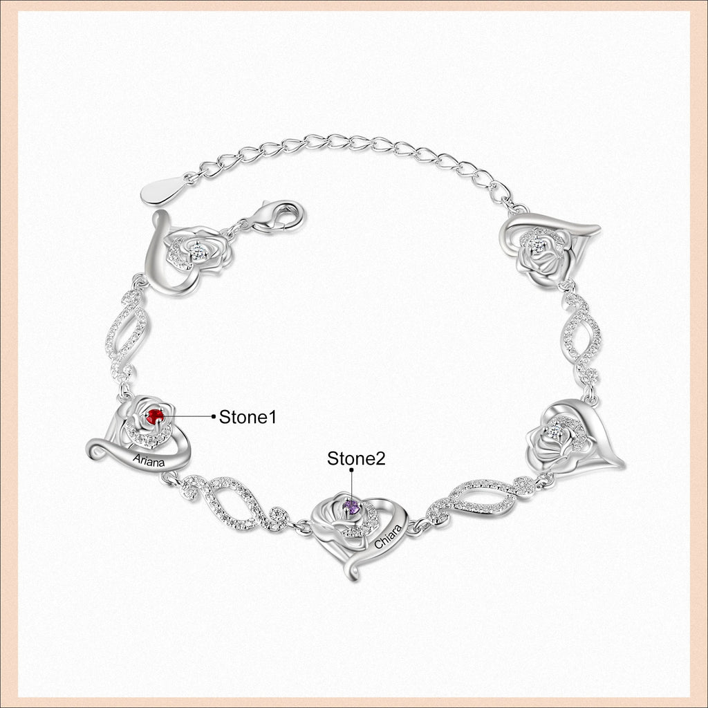 Pulsera de cadena de corazón con grabado de nombre personalizado