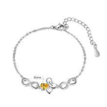 Load image into Gallery viewer, pulsera de mariposa personalizada con incrustaciones de piedra natal