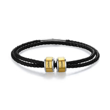 Load image into Gallery viewer, Pulseras personalizadas de cuero negro para hombre