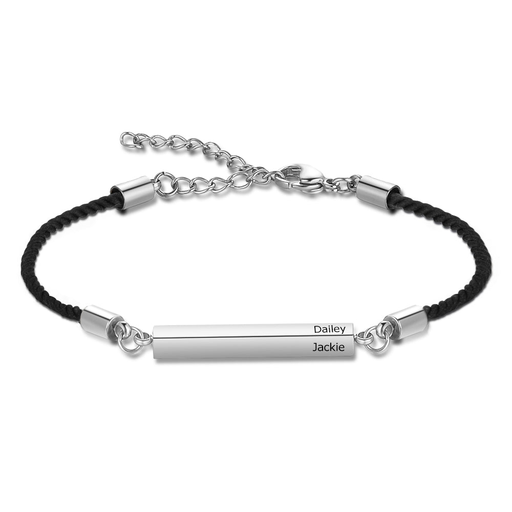 Pulsera de cuerda ajustable de acero inoxidable para hombre y mujer