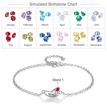 Load image into Gallery viewer, Pulsera personalizada de pies de bebé con piedra natal