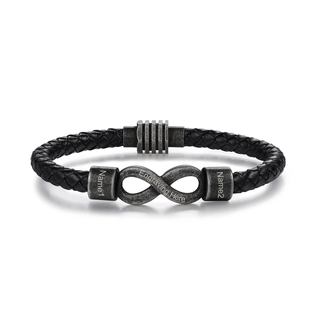 Pulseras de cuero Infinity personalizadas Vintage para hombres