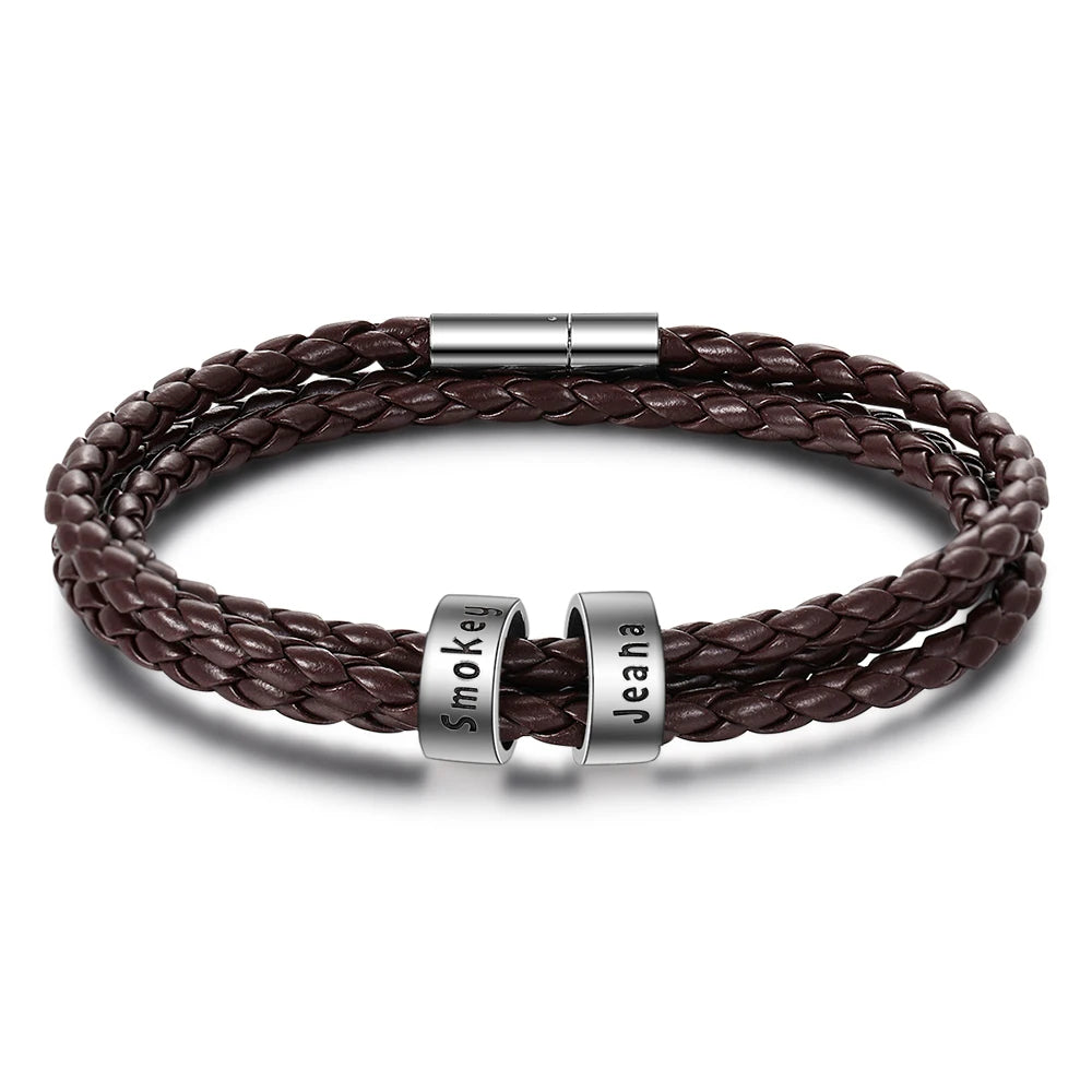 Pulsera de cuero de cuerda trenzada para hombre