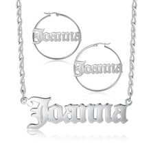 Load image into Gallery viewer, Conjunto de collar y pendientes con nombre personalizado para mujer