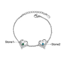 Load image into Gallery viewer, Pulseras personalizadas de varios corazones con piedra natal