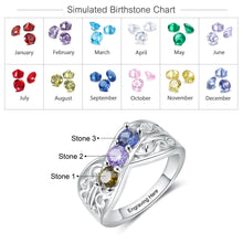 Load image into Gallery viewer, Anillo personalizado para madres, con 3-5 piedras de nacimiento redondas