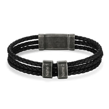 Load image into Gallery viewer, Pulsera de cuero trenzado con grabado personalizado para hombre