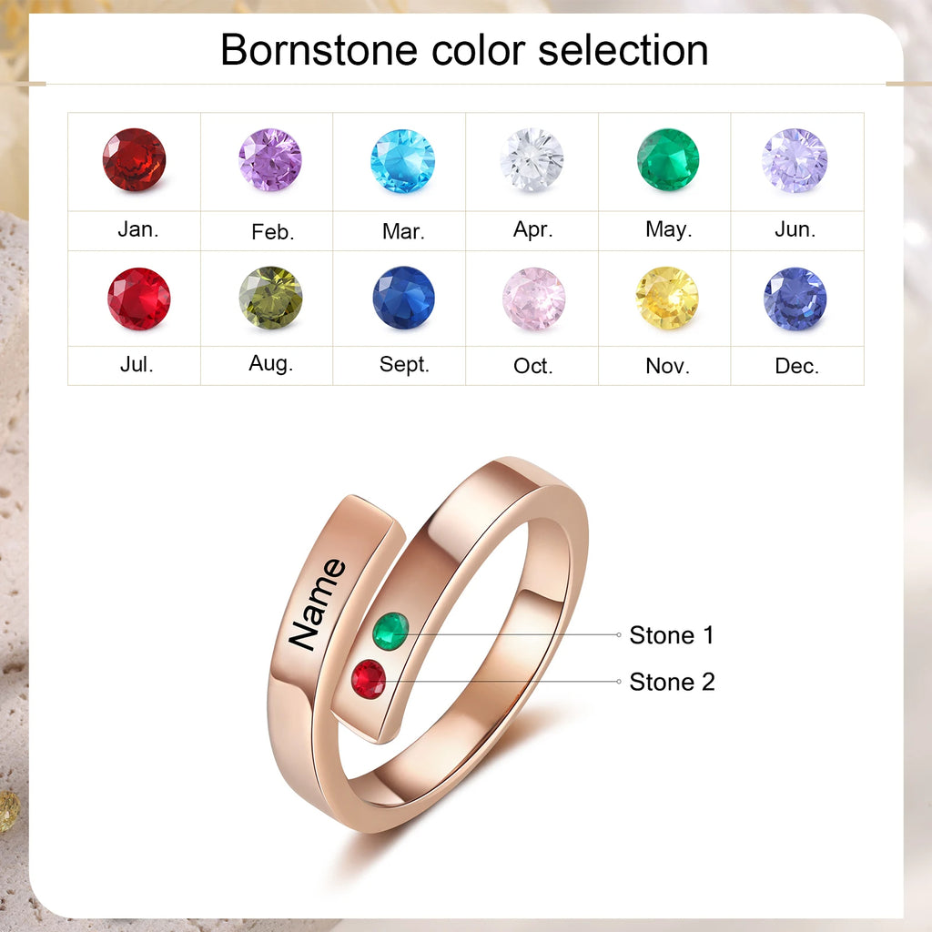 Anillo abierto con nombre personalizado para mujer