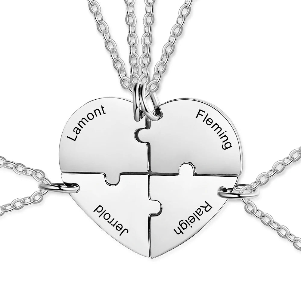 Collar de la Amistad en forma de corazón de acero inoxidable personalizado