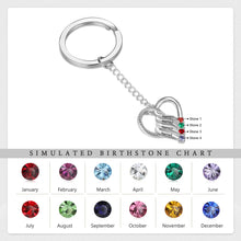 Cargar imagen en el visor de la galería, LLavero de corazón de piedra natal personalizado para parejas, llaveros con nombre grabado personalizado para mujeres, regalos de Navidad para la familia