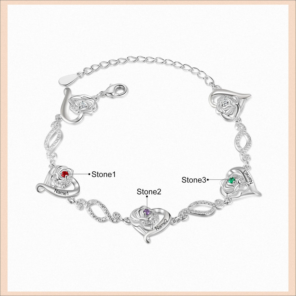 Pulsera de cadena de corazón con grabado de nombre personalizado