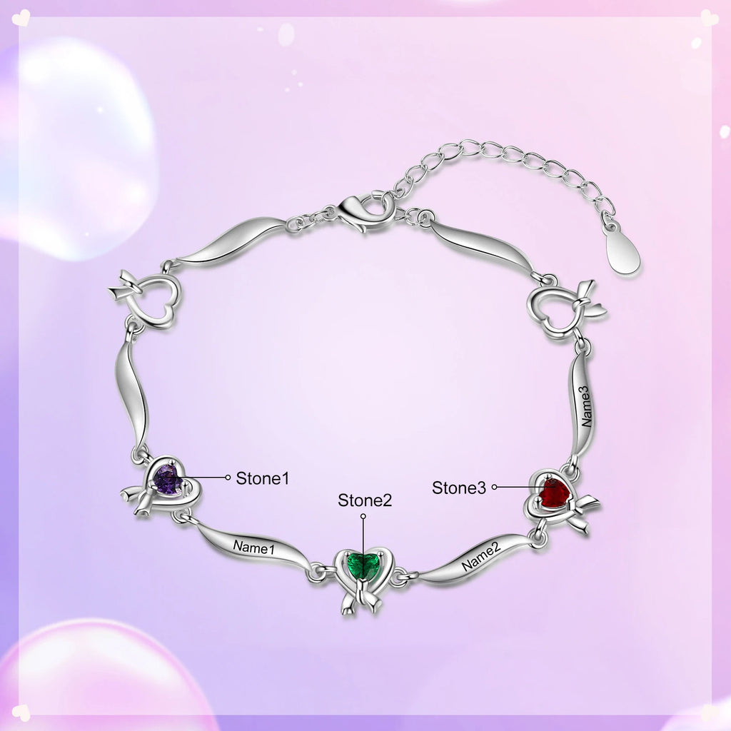 Pulsera personalizada con nudo de corazón