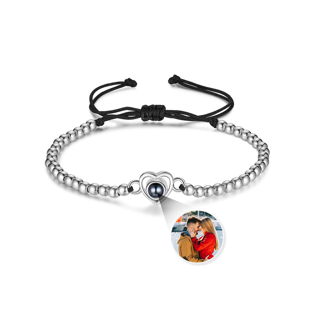 Pulsera de cuentas ajustable con imagen personalizada en el interior