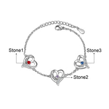 Load image into Gallery viewer, Pulseras personalizadas de varios corazones con piedra natal