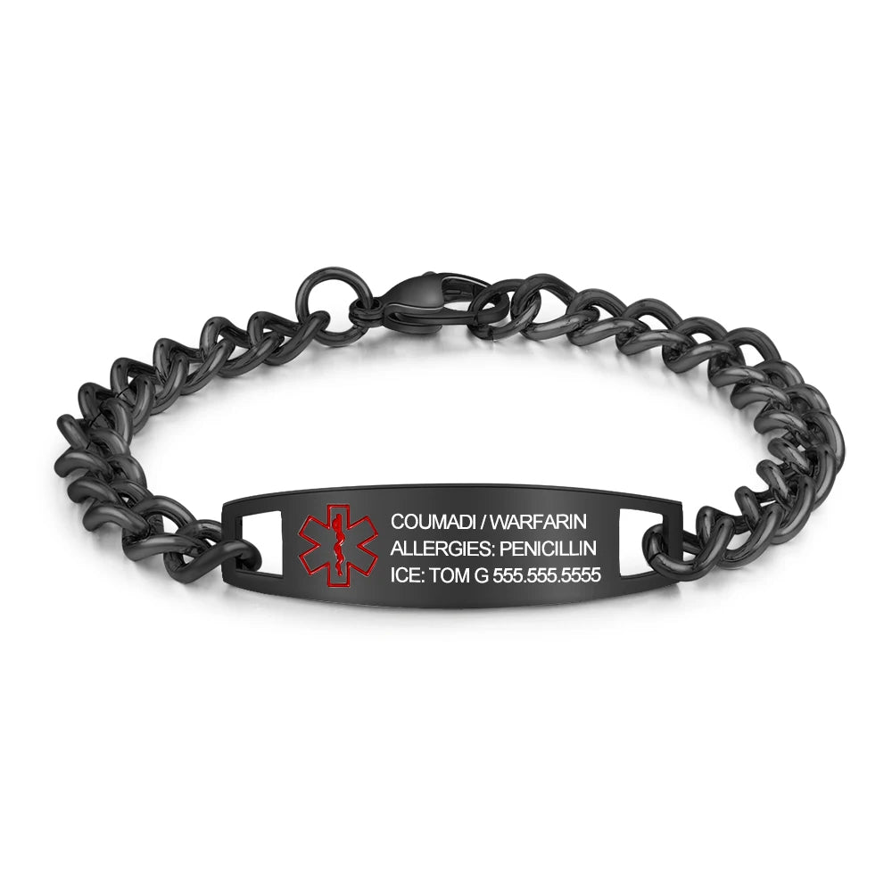 Pulsera de acero inoxidable con grabado personalizado para hombre