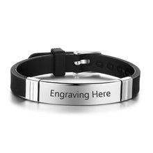 Cargar imagen en el visor de la galería, Pulsera de goma con grabado personalizado para hombre y mujer