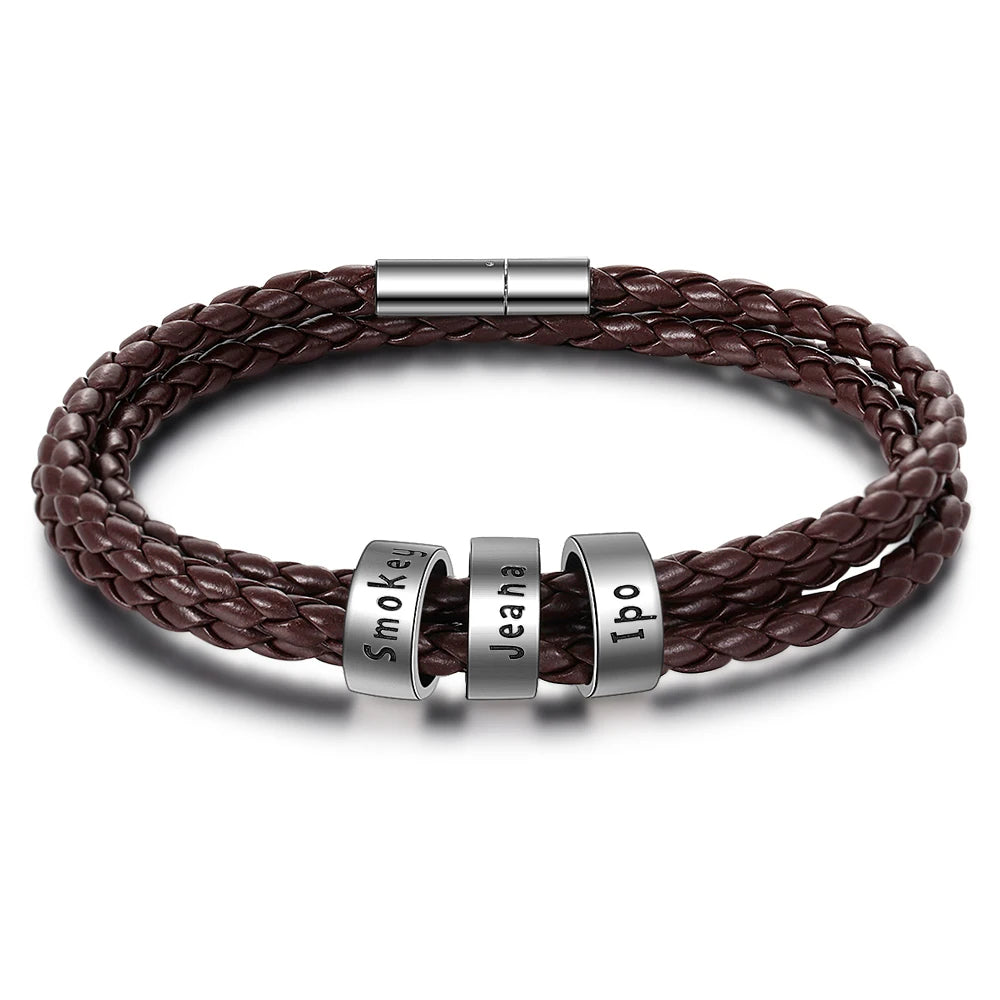 Pulsera de cuero de cuerda trenzada para hombre