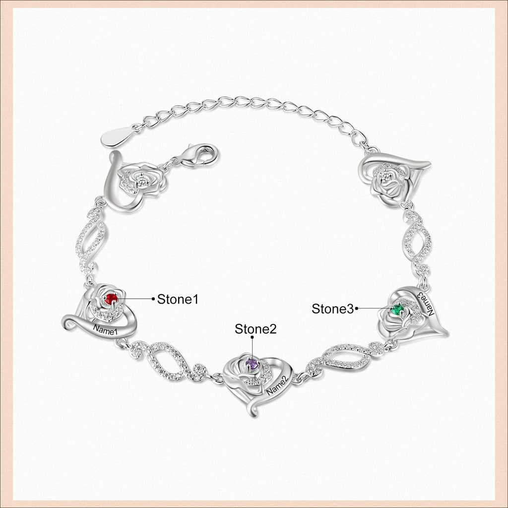 Pulsera de cadena de corazón con grabado de nombre personalizado