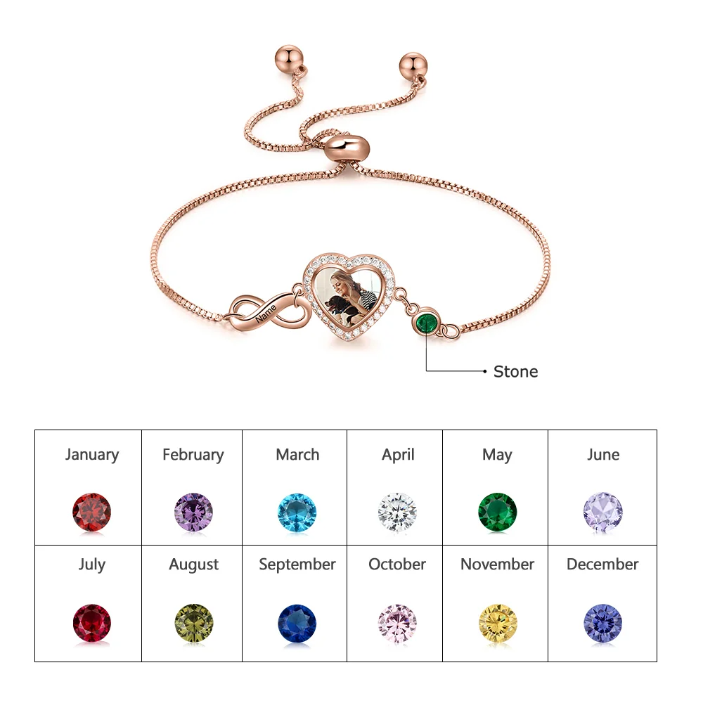 pulsera personalizada con foto de corazón para mujer