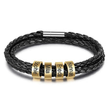 Cargar imagen en el visor de la galería, pulsera de cuero multicapa personalizada para hombre