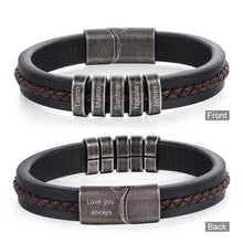 Load image into Gallery viewer, Pulsera de cuero con grabado personalizado para hombre