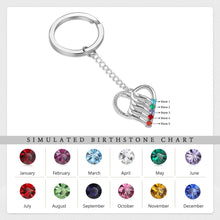 Cargar imagen en el visor de la galería, LLavero de corazón de piedra natal personalizado para parejas, llaveros con nombre grabado personalizado para mujeres, regalos de Navidad para la familia